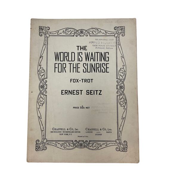 The World Is‎ Waiting For The Sunrise Fox Trot Sheet Music 1923 Ernest Seitz - Picture 1 of 5